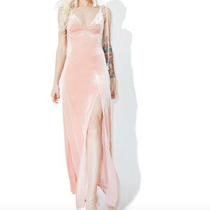 Pale Pink Velvet Maxi Dress